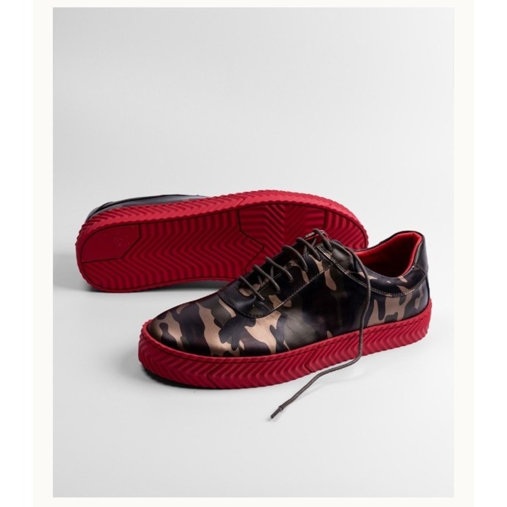 Marc Nolan Cody Camo Leather Sneakers Mens 9 Green Red Eva Sole Low Top Designer